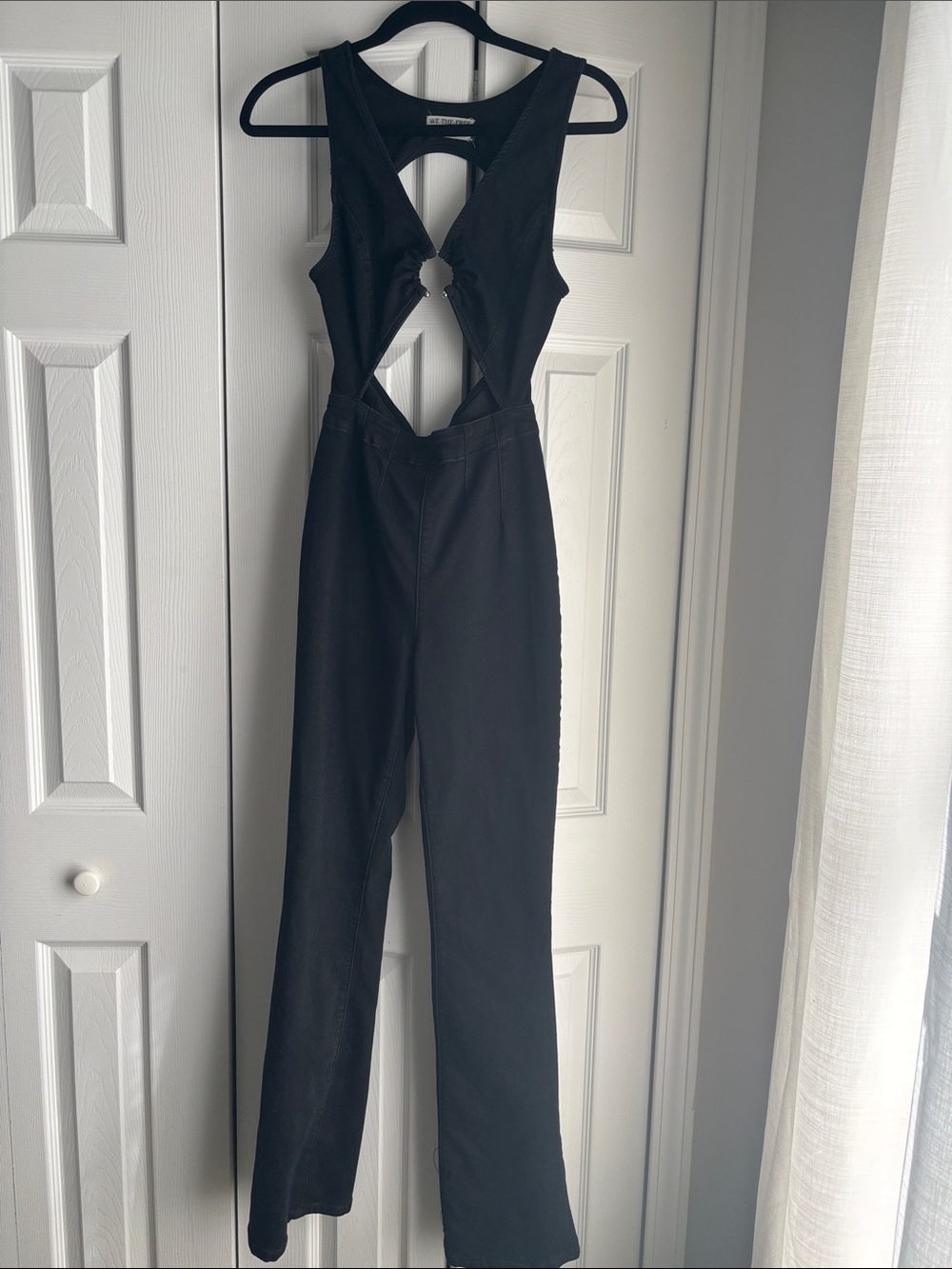 Free People Black Denim Cutout Jumpsuit